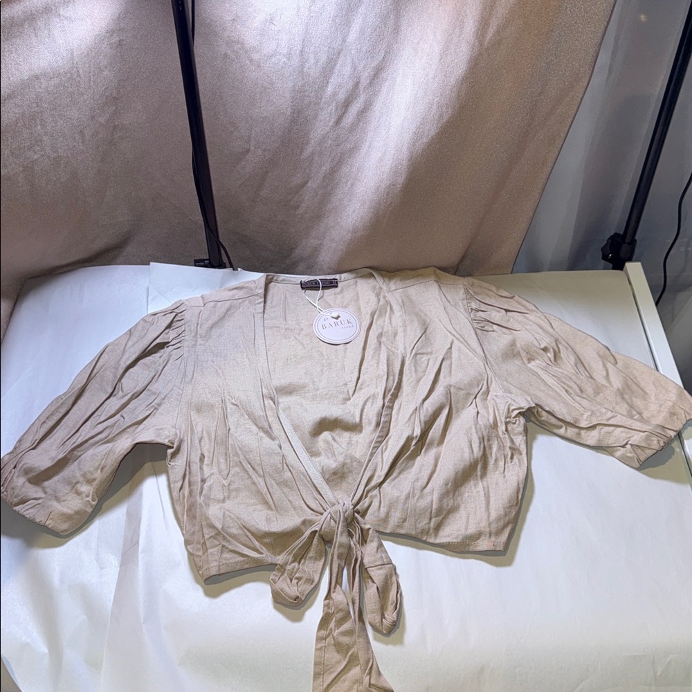 Beige Tie-Front Cardigan